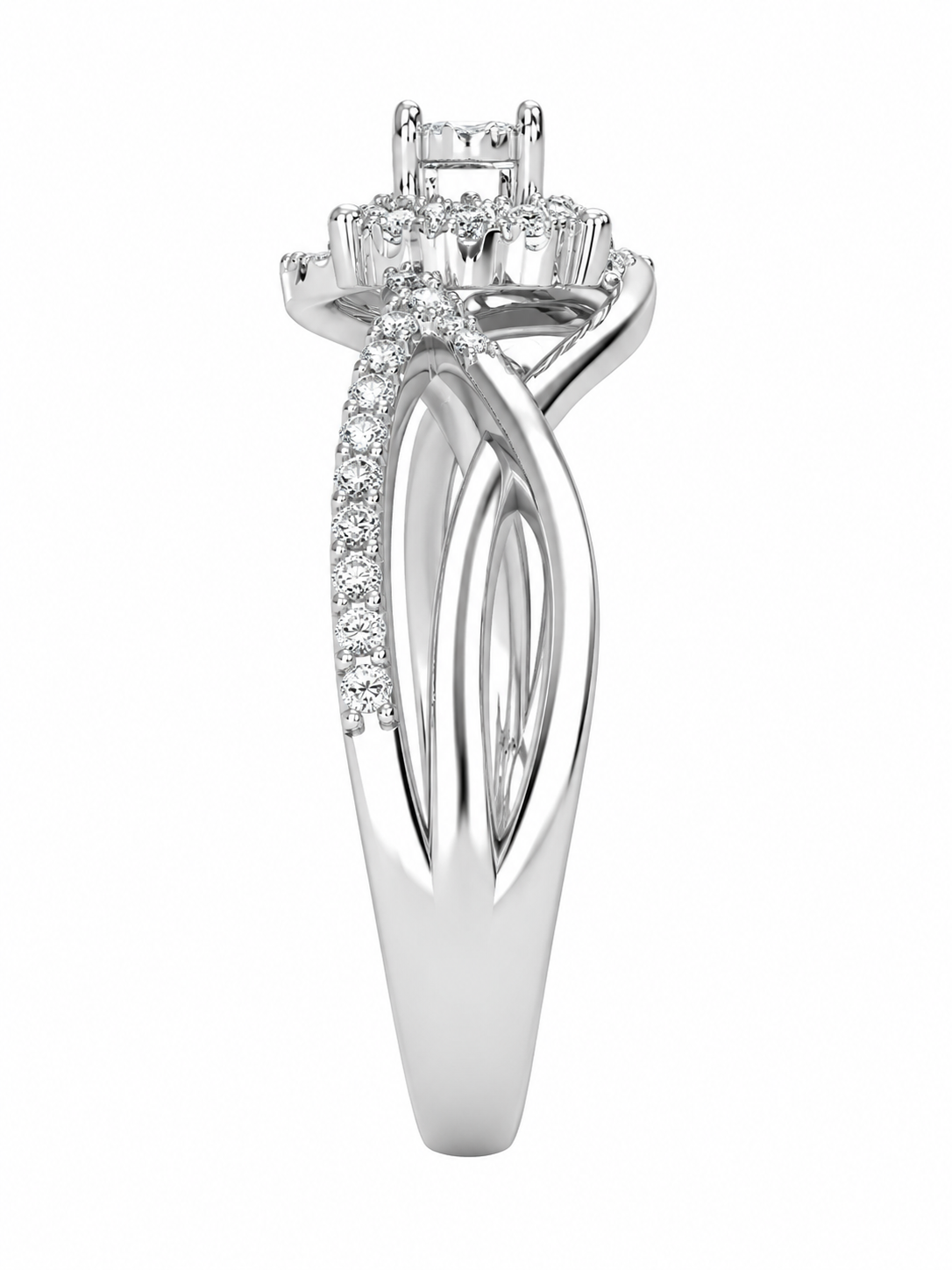 14K White Gold Women's Ring Round 0.20 ct Natural Diamond