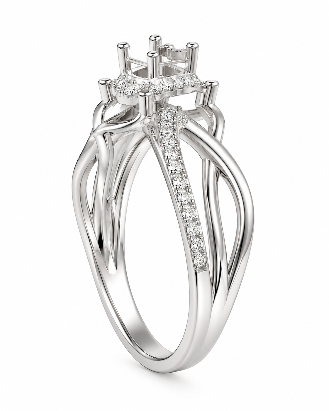 14K White Gold Women's Ring Round 0.20 ct Natural Diamond