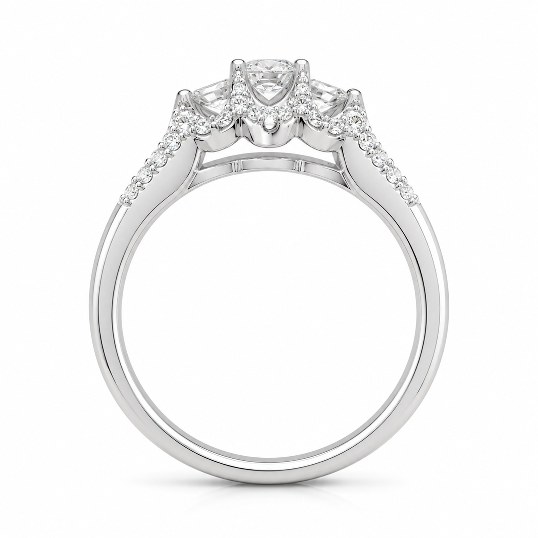 14K White Gold Women’s Ring Round 0.45 ct Natural Diamond