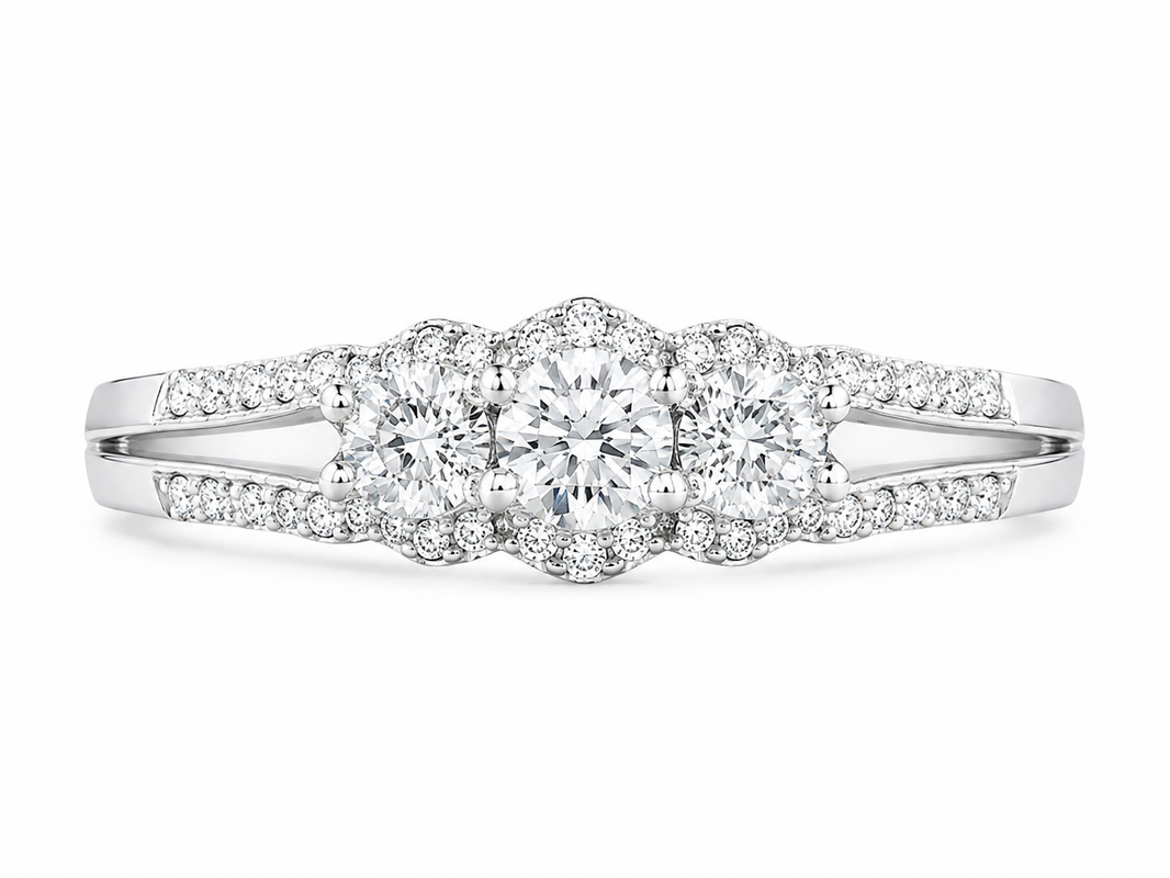 14K White Gold Women’s Ring Round 0.45 ct Natural Diamond