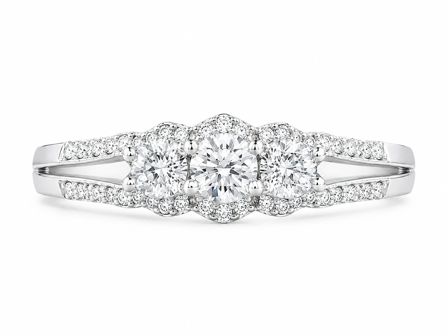 14K White Gold Women’s Ring Round 0.45 ct Natural Diamond