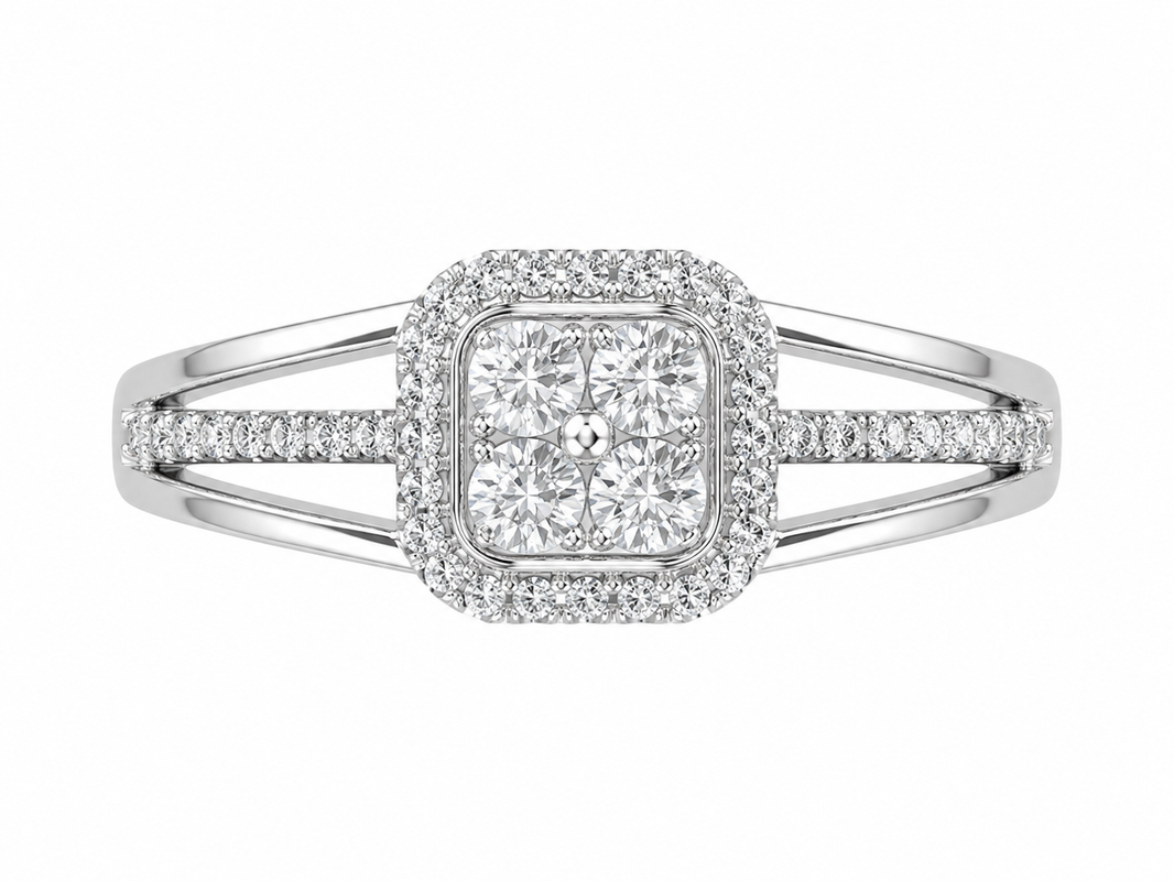 10K White Gold Women's Ring 0.15 ct Natural Diamond