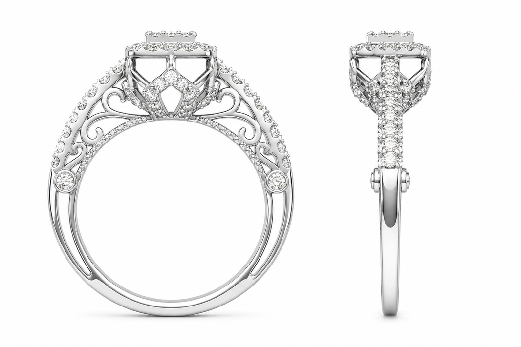 10K White Gold Women's Ring 0.45 ct Natural Diamond