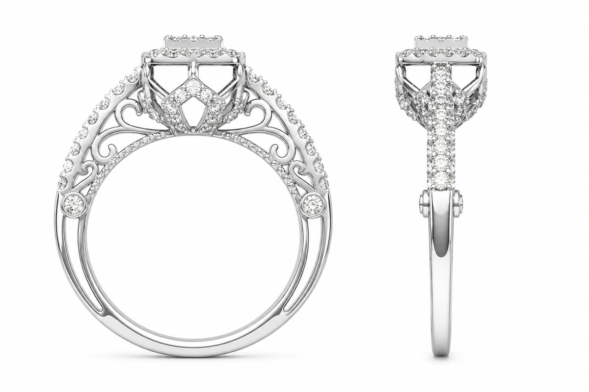 10K White Gold Women's Ring 0.45 ct Natural Diamond