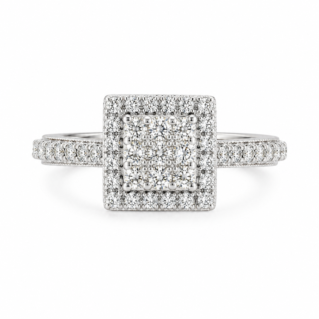 10K White Gold Women's Ring 0.45 ct Natural Diamond