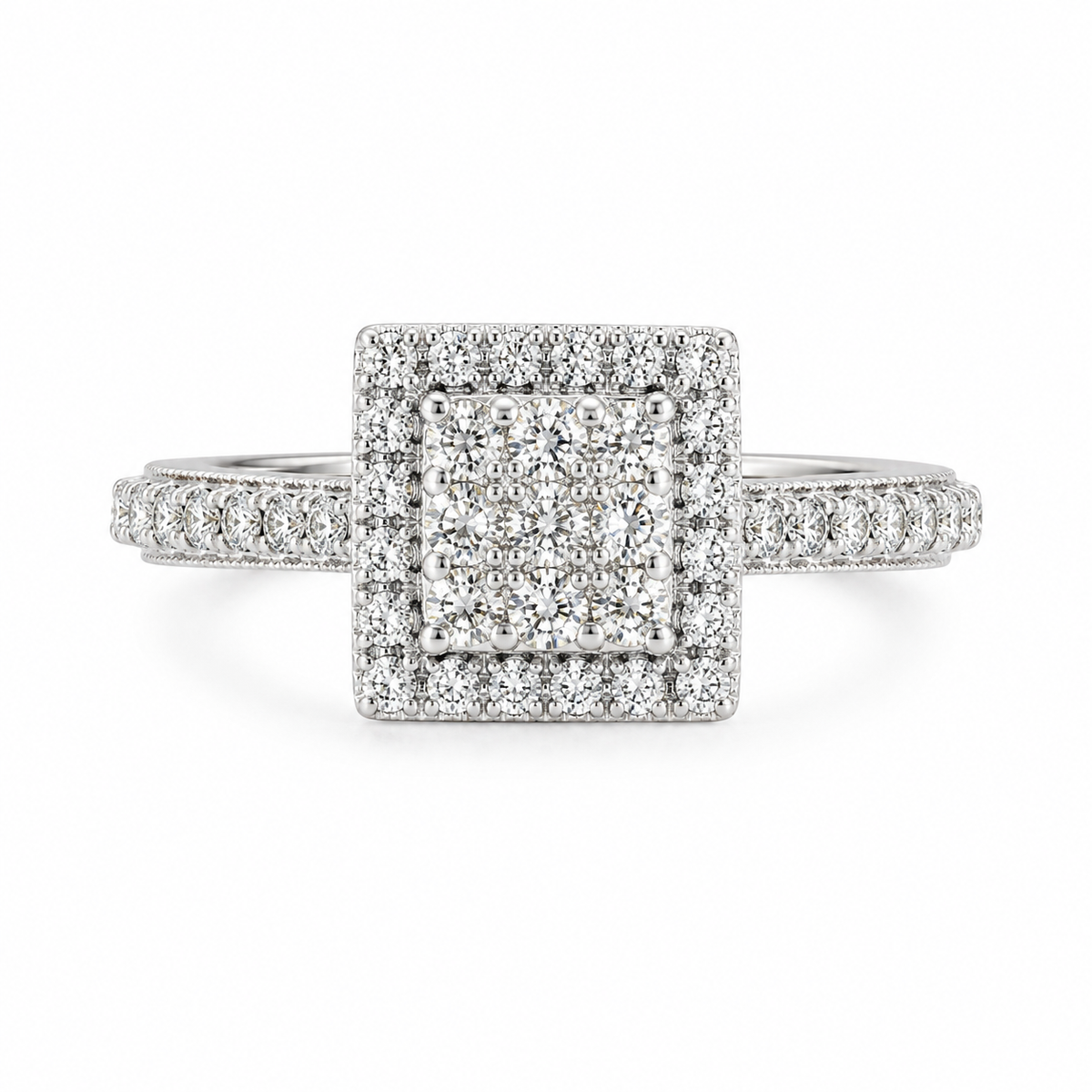 10K White Gold Women's Ring 0.45 ct Natural Diamond
