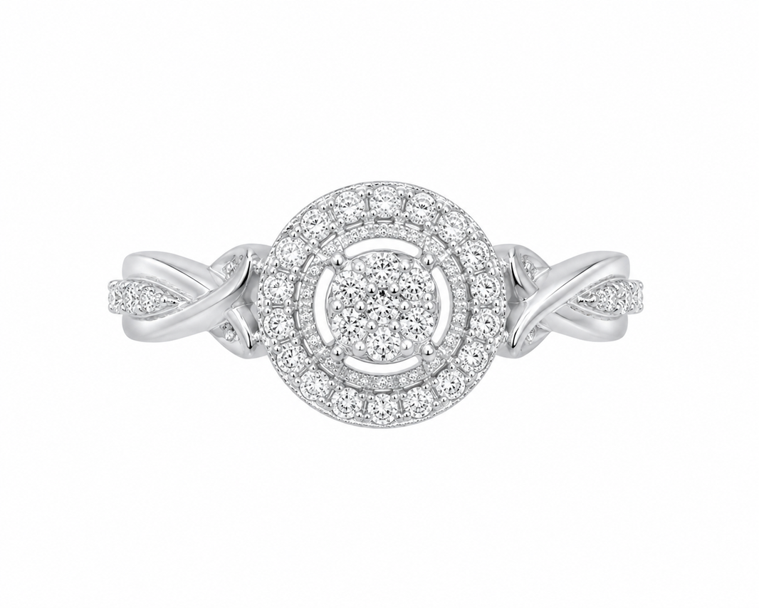 10K White Gold Women's Ring 0.25 ct Natural Diamond