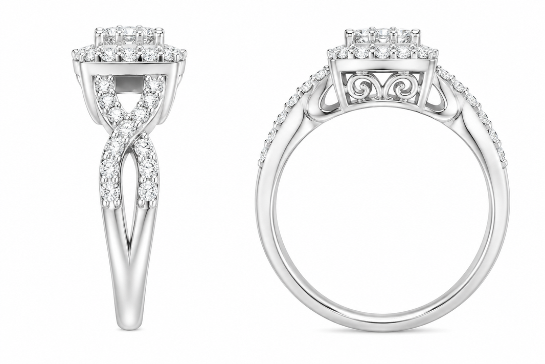 10K White Gold Women's Ring 0.50 ct Natural Diamond