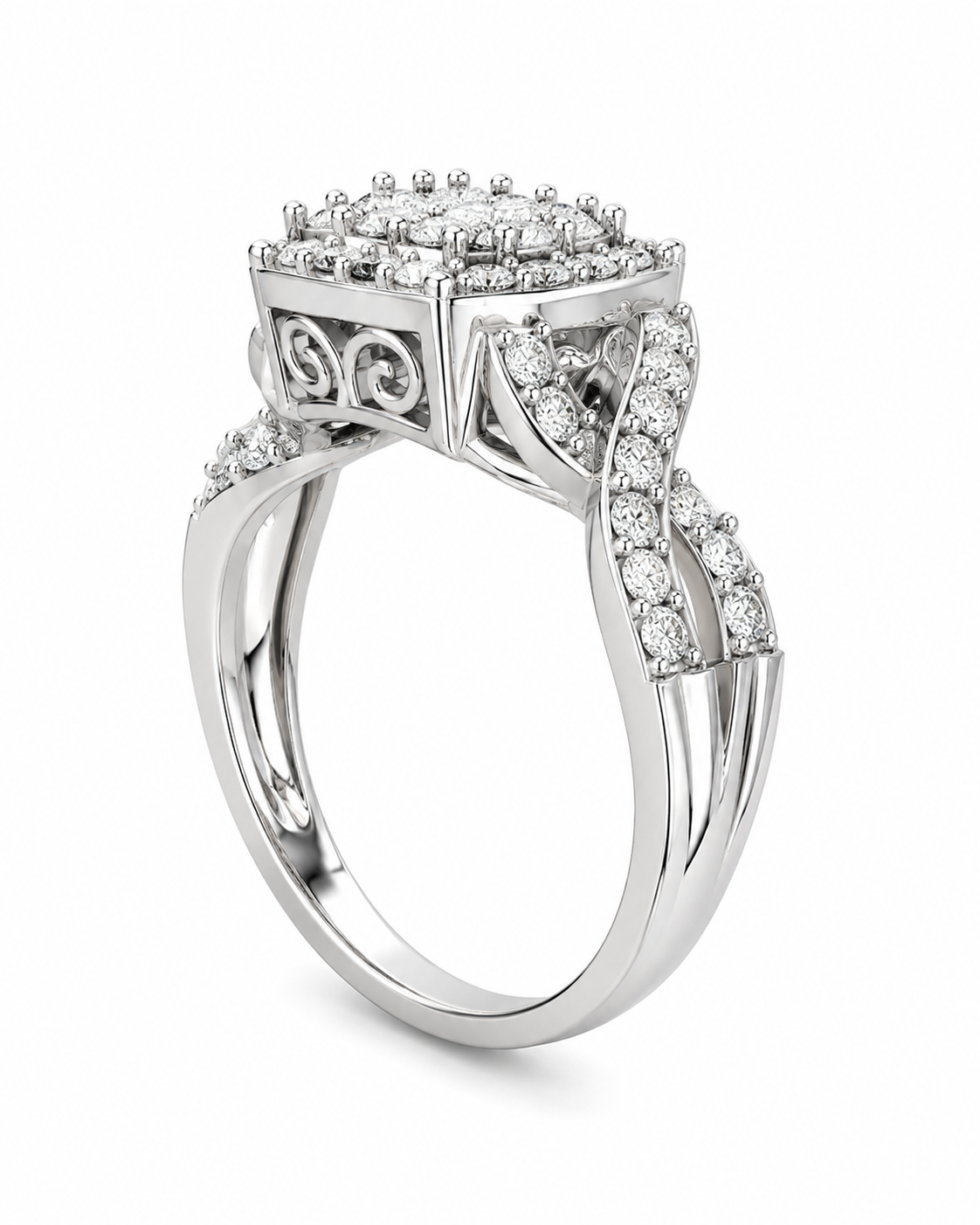 10K White Gold Women's Ring 0.50 ct Natural Diamond