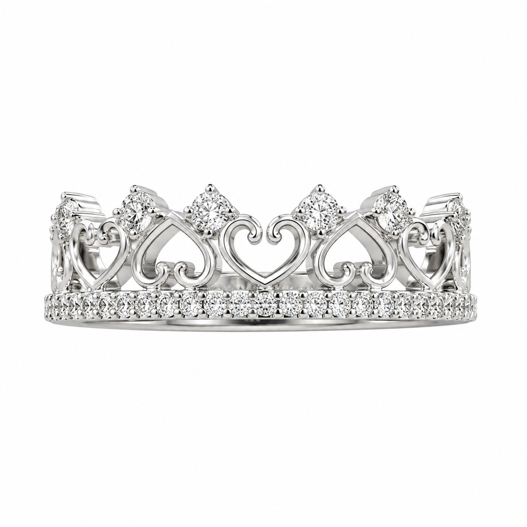 10K White Gold Women's Crown Band 0.21 ct Natural Diamond