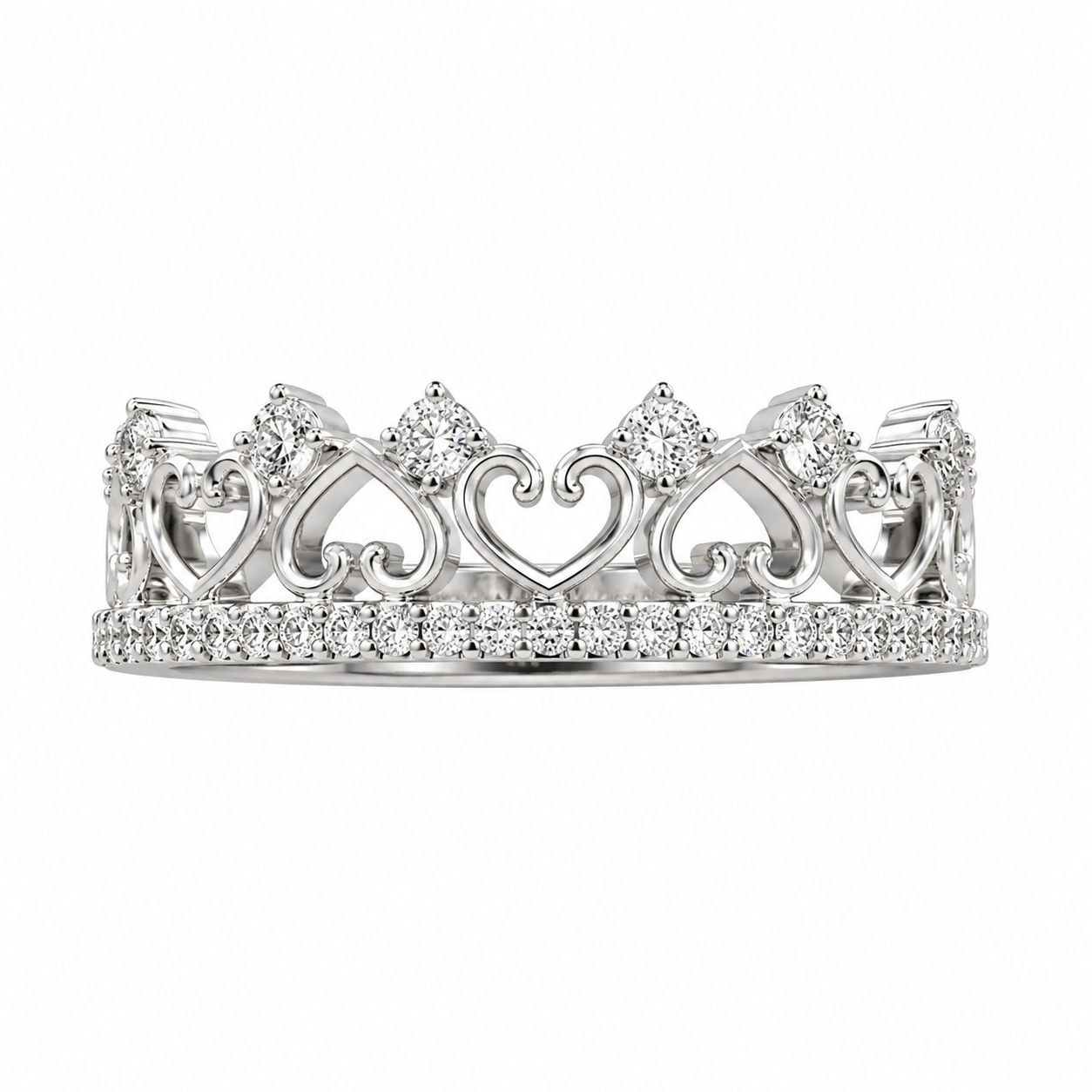 10K White Gold Women's Crown Band 0.21 ct Natural Diamond