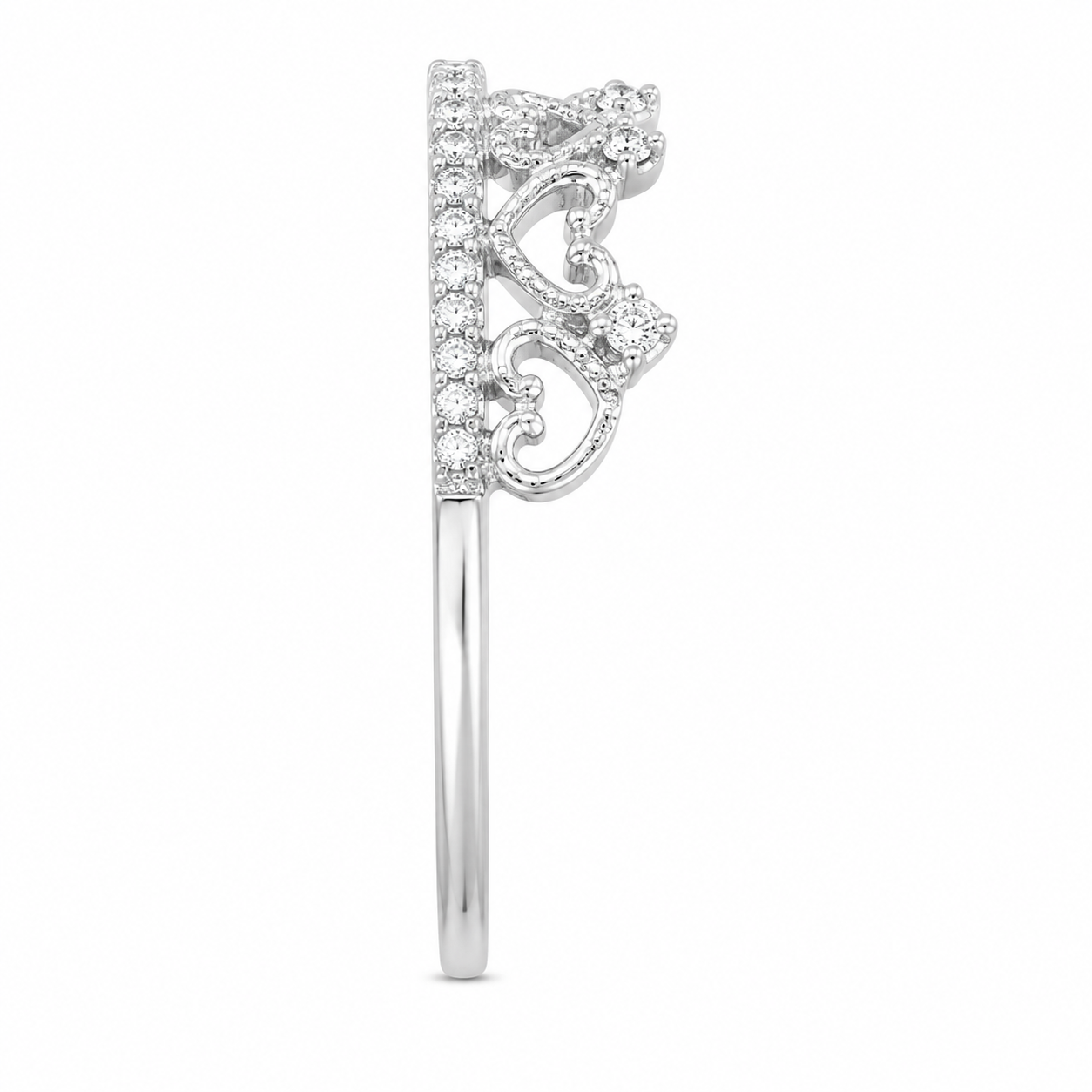 10K White Gold Women's Crown Band 0.21 ct Natural Diamond
