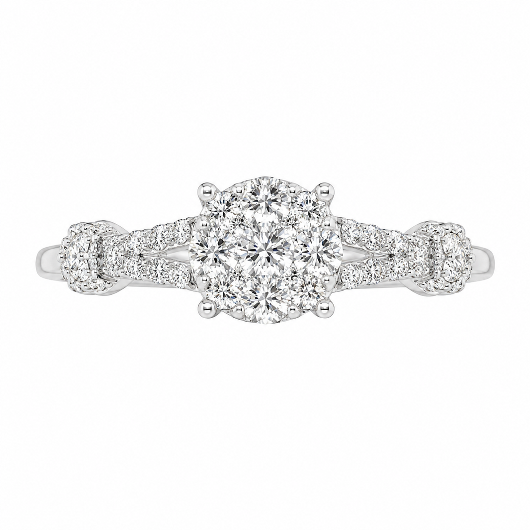 10K White Gold Women's Ring 0.22 ct Natural Diamond