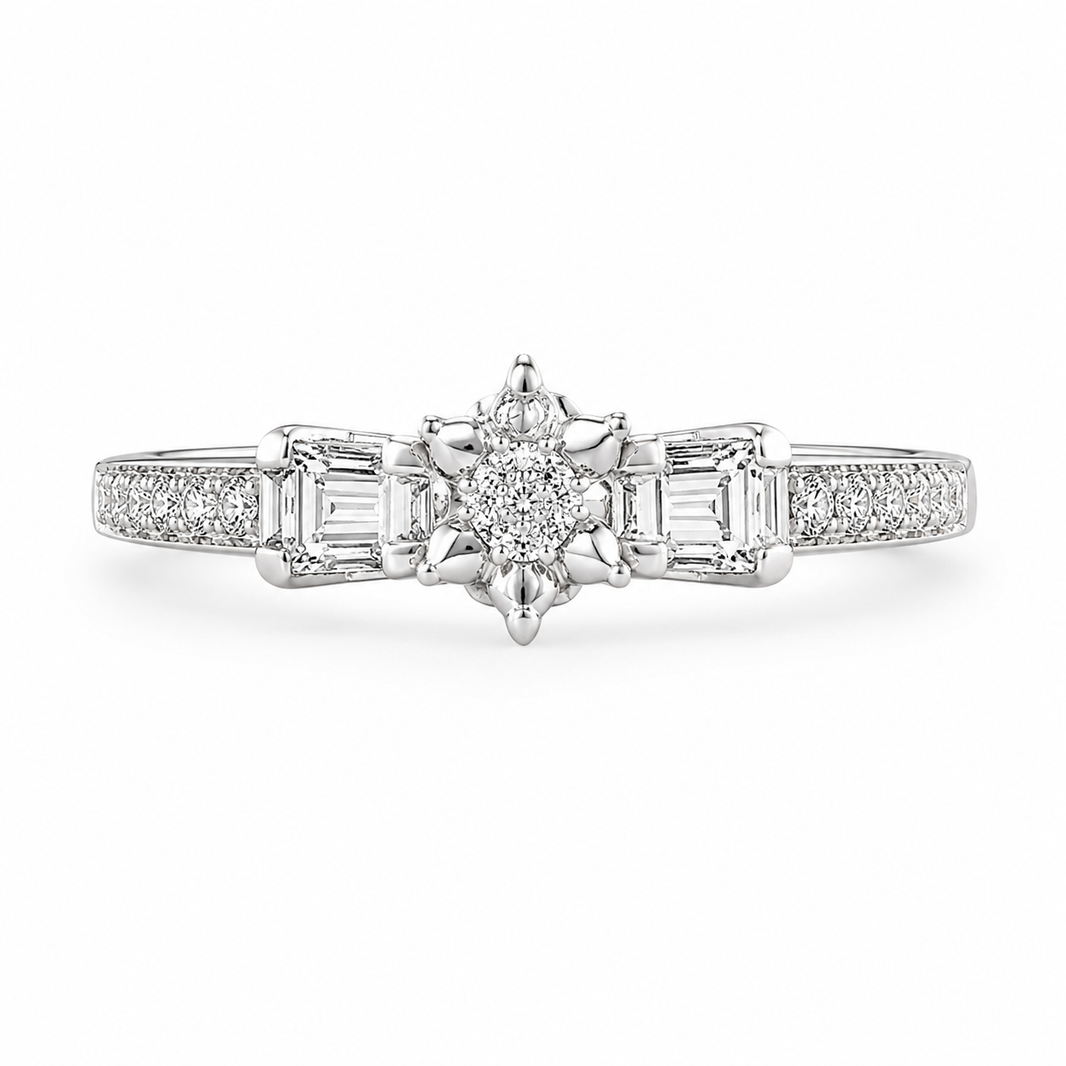 14K White Gold Women's Ring 0.25 ct Natural Diamond