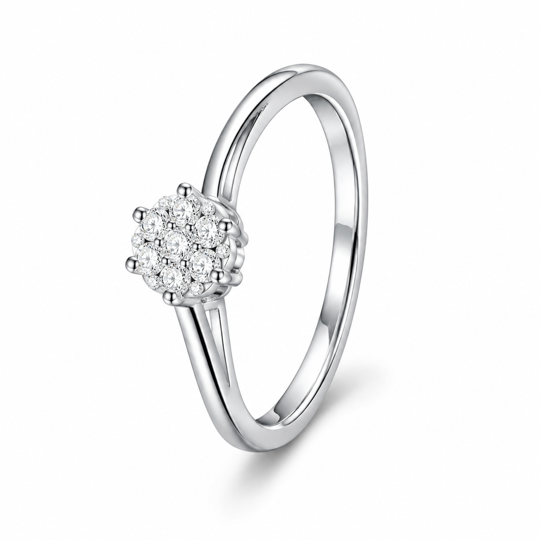 10K White Gold Women's Ring 0.15 ct Natural Diamond