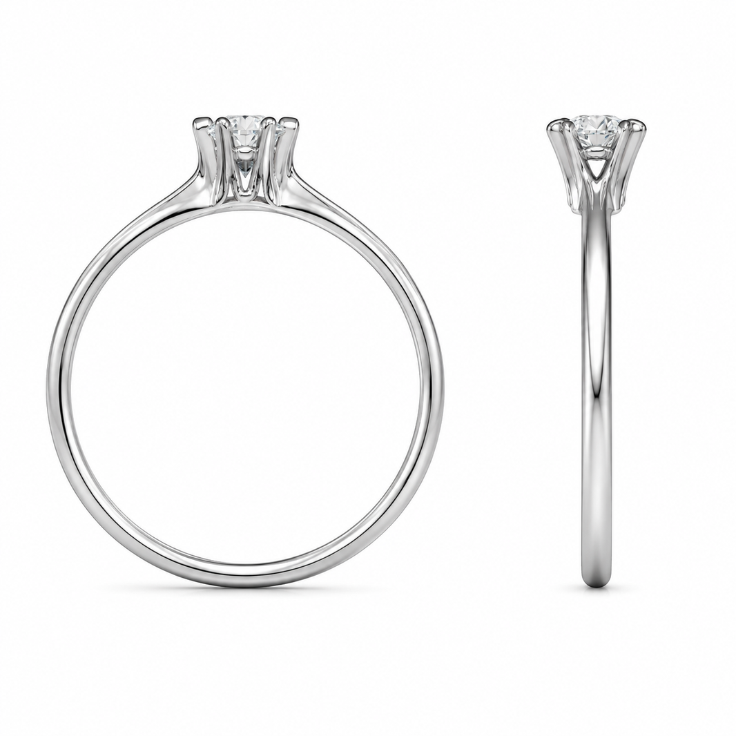 10K White Gold Women's Ring 0.15 ct Natural Diamond