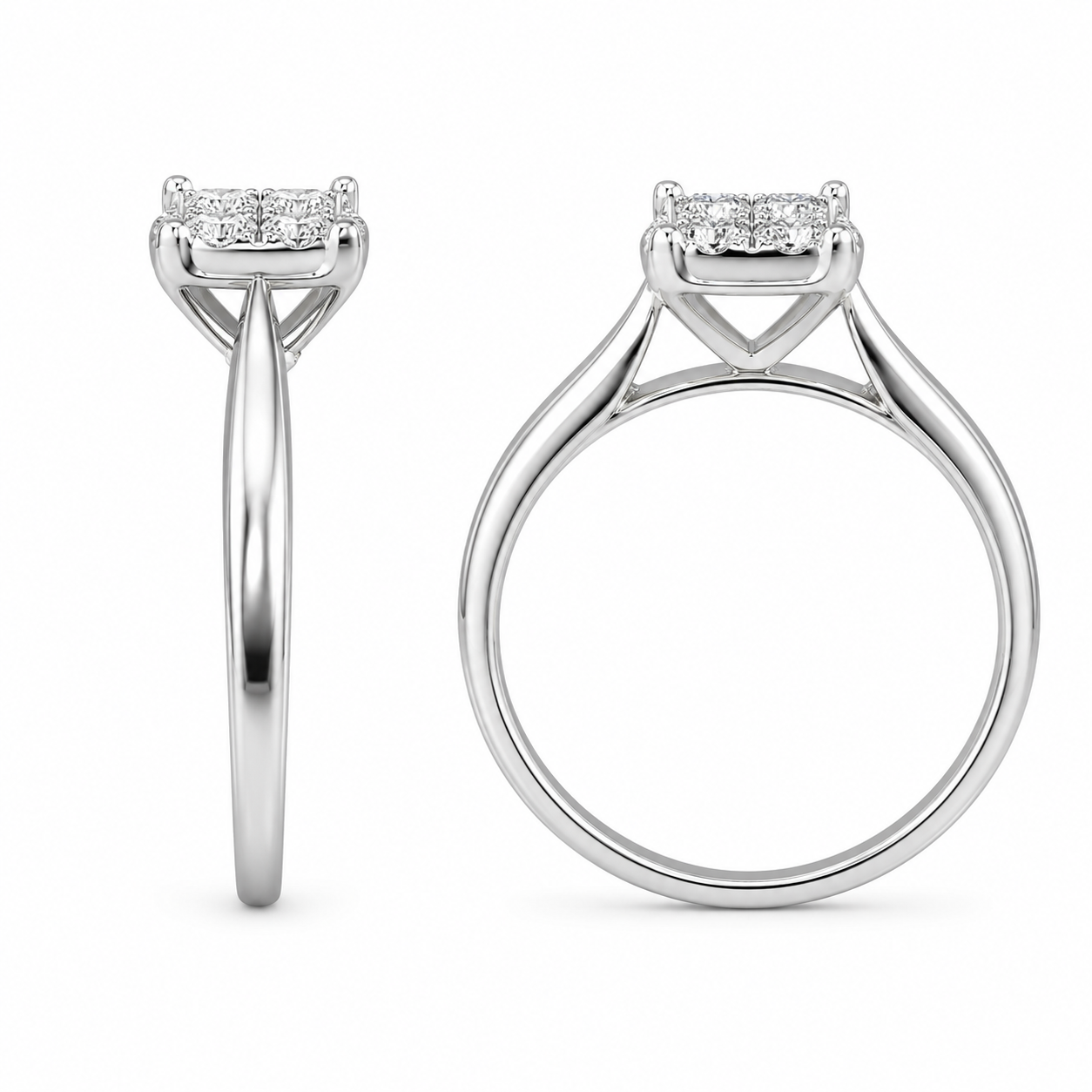 10K White Gold Ring Princess 0.25 ct Natural Diamond