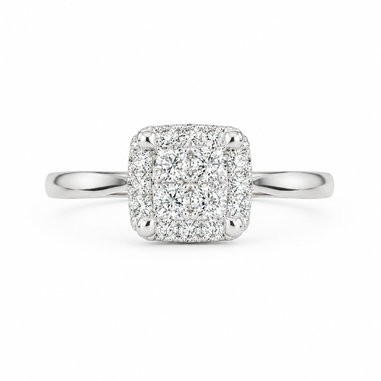 10K White Gold Ring Princess 0.25 ct Natural Diamond