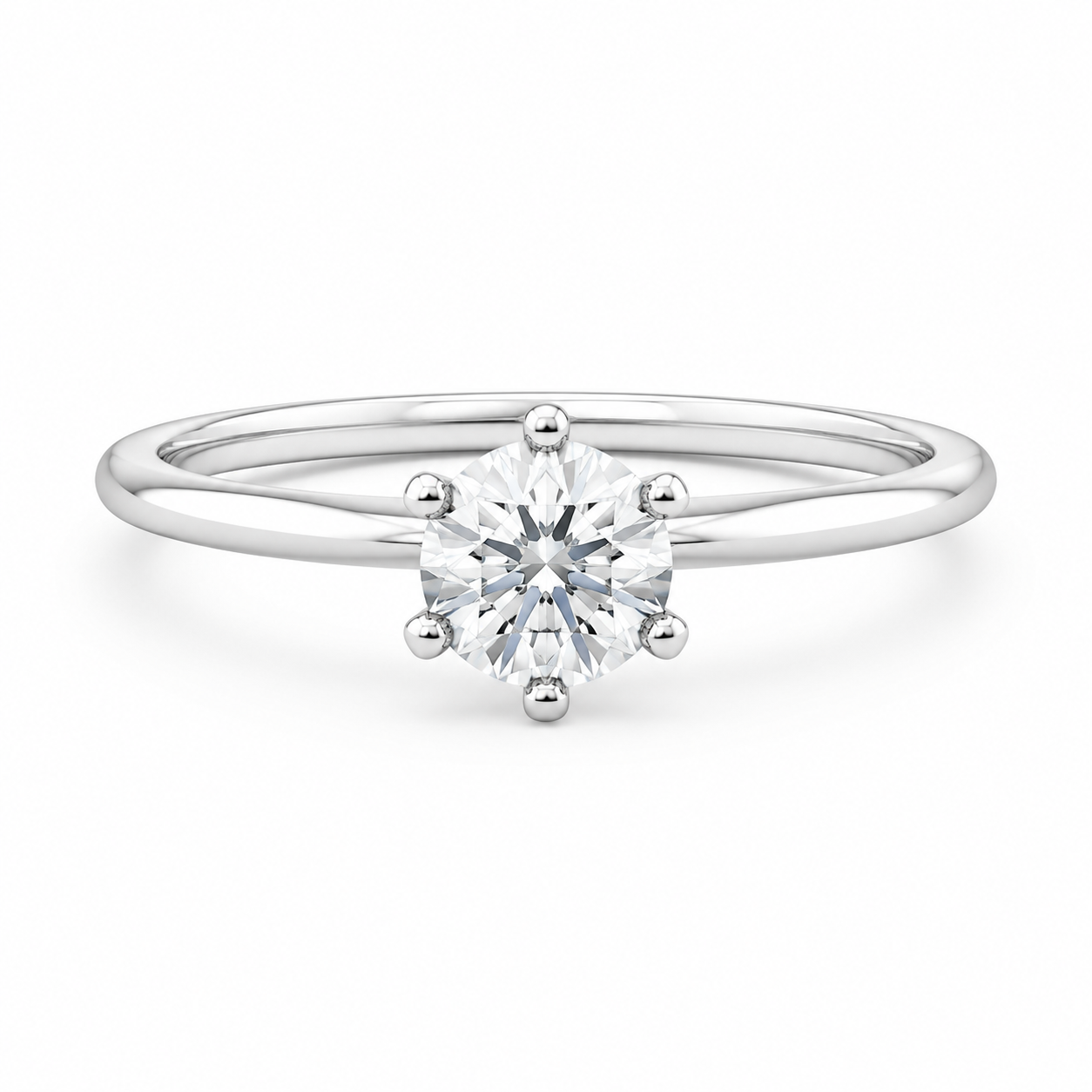 14K White Gold Women’s Ring Solitaire Round 0.32 ct Natural Diamond