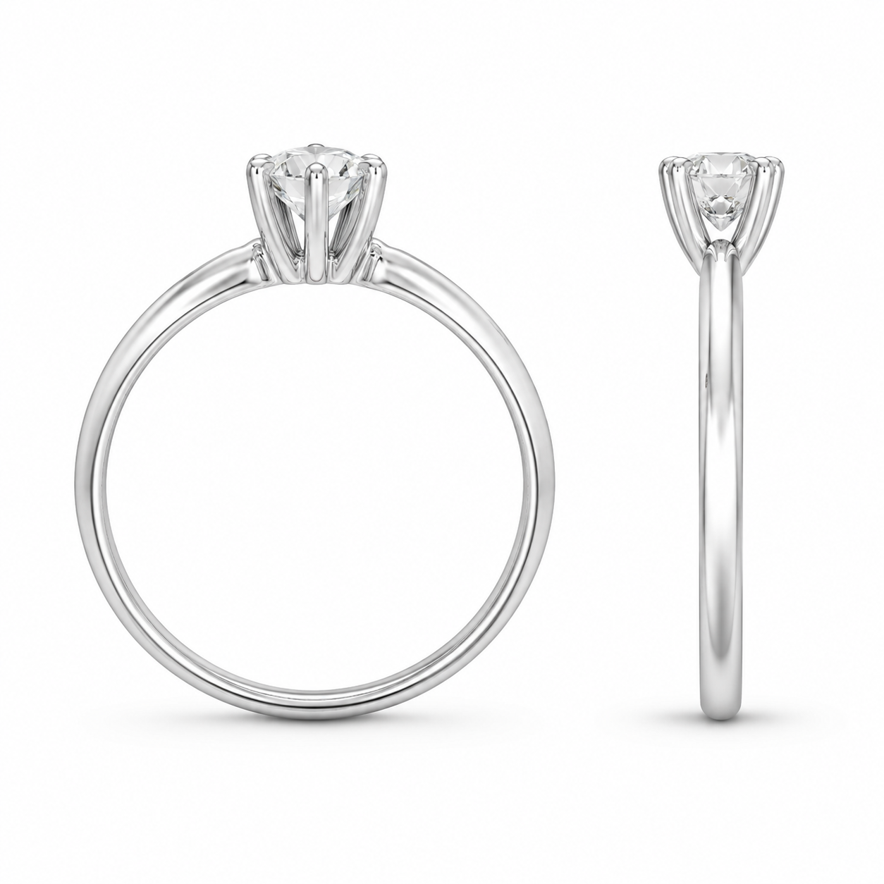 14K White Gold Women’s Ring Solitaire Round 0.32 ct Natural Diamond