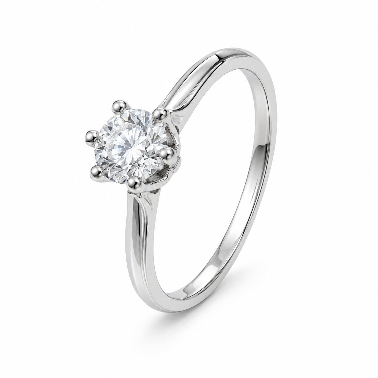 14K White Gold Women’s Ring Solitaire Round 0.32 ct Natural Diamond