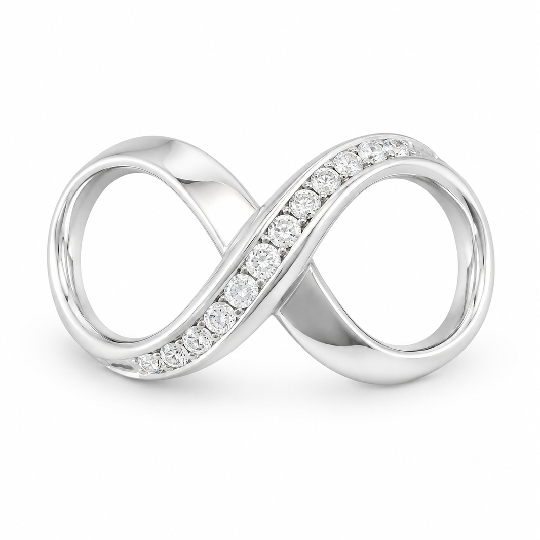 14K White Gold Slider Charm Infinity 0.60 ct Natural Diamond