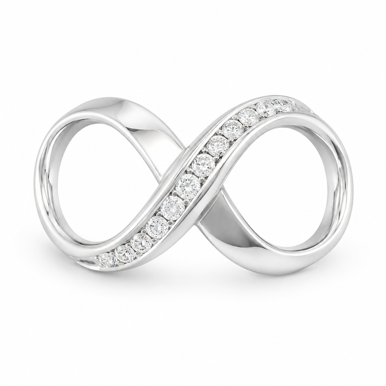 14K White Gold Slider Charm Infinity 0.60 ct Natural Diamond