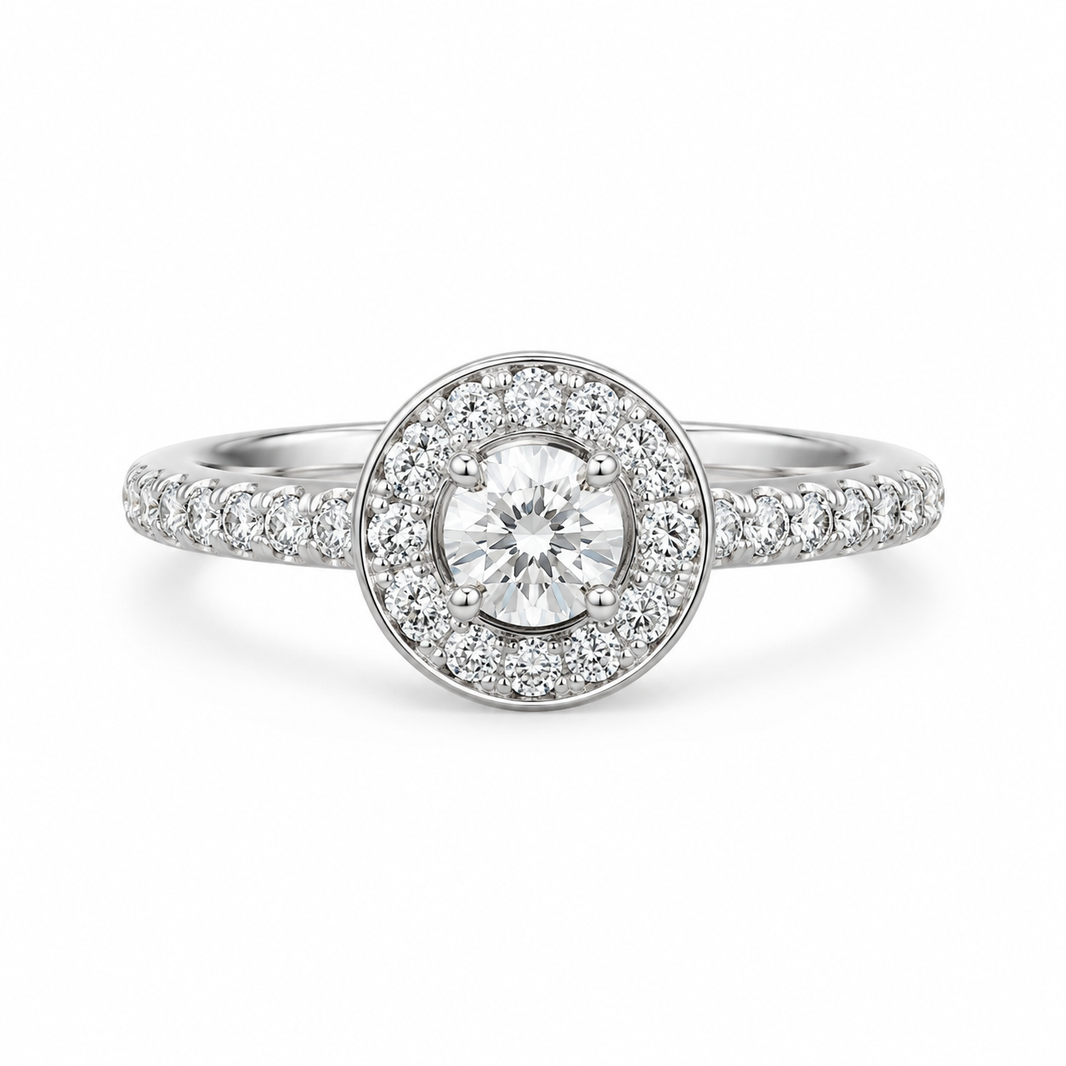 18K Two-Tone Gold Women’s Ring Round 0.60 ct Natural Diamond