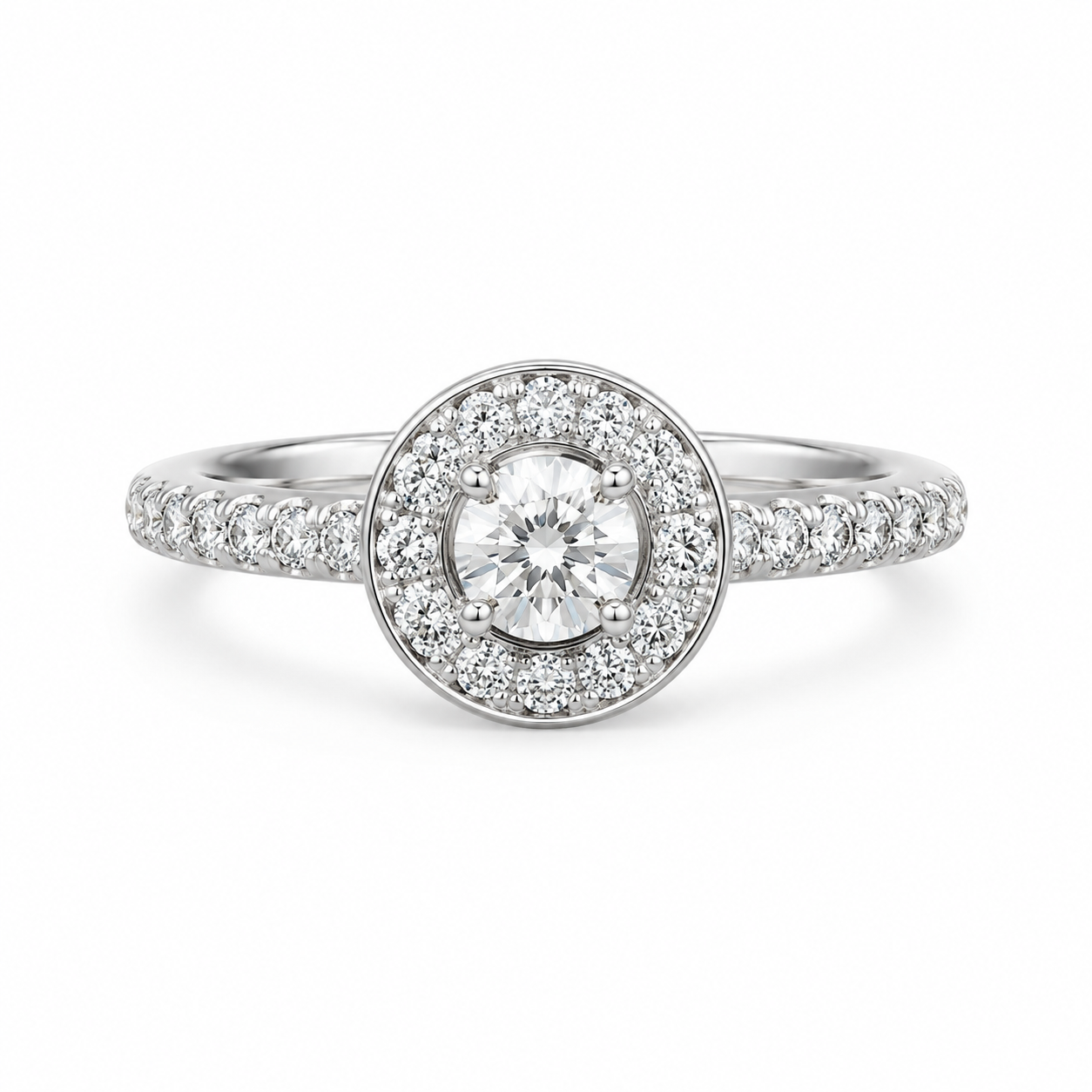18K Two-Tone Gold Women’s Ring Round 0.60 ct Natural Diamond