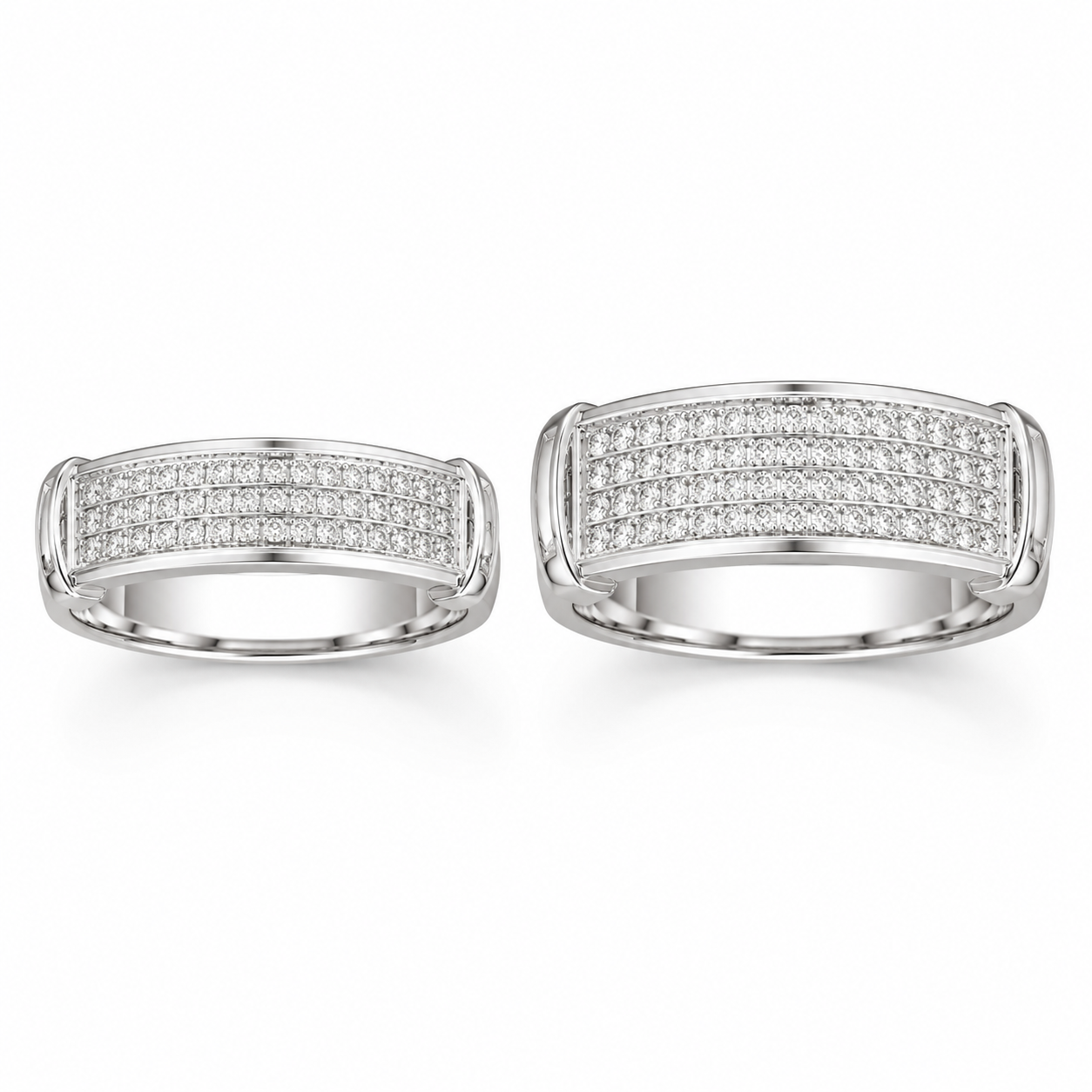 14K White Gold His/Her Wedding Band Set 0.45 ct Natural Diamond