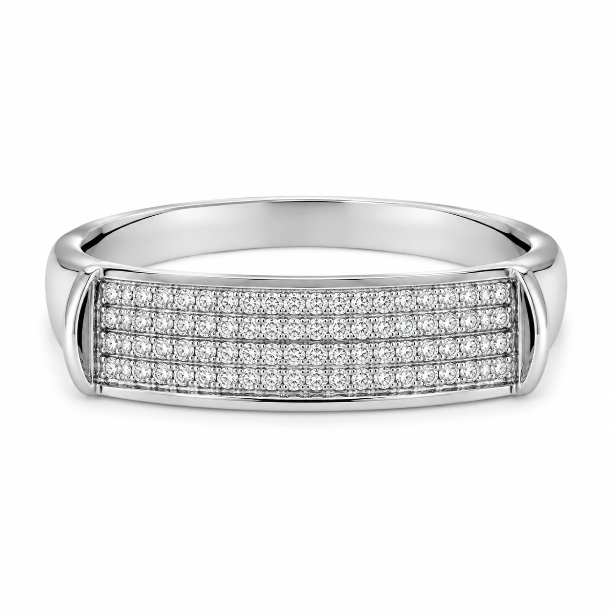 14K White Gold His/Her Wedding Band Set 0.45 ct Natural Diamond