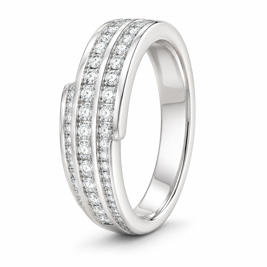 14K White Gold Men's Band Round 0.30 ct Natural Diamond