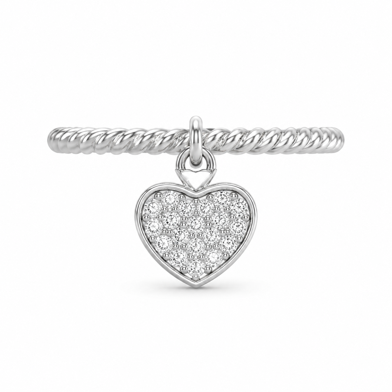 10K White Gold Women’s Dangle Heart Band 0.15 ct Natural Diamond