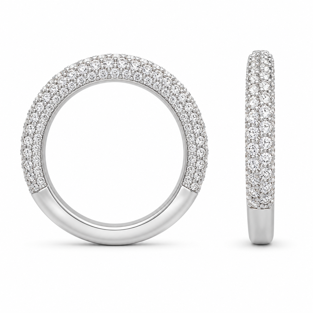 14K White Gold Band 1.12 ct Natural Diamond