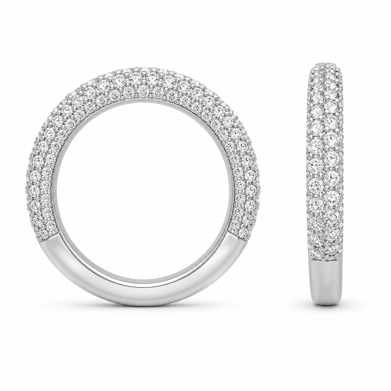 14K White Gold Band 1.12 ct Natural Diamond