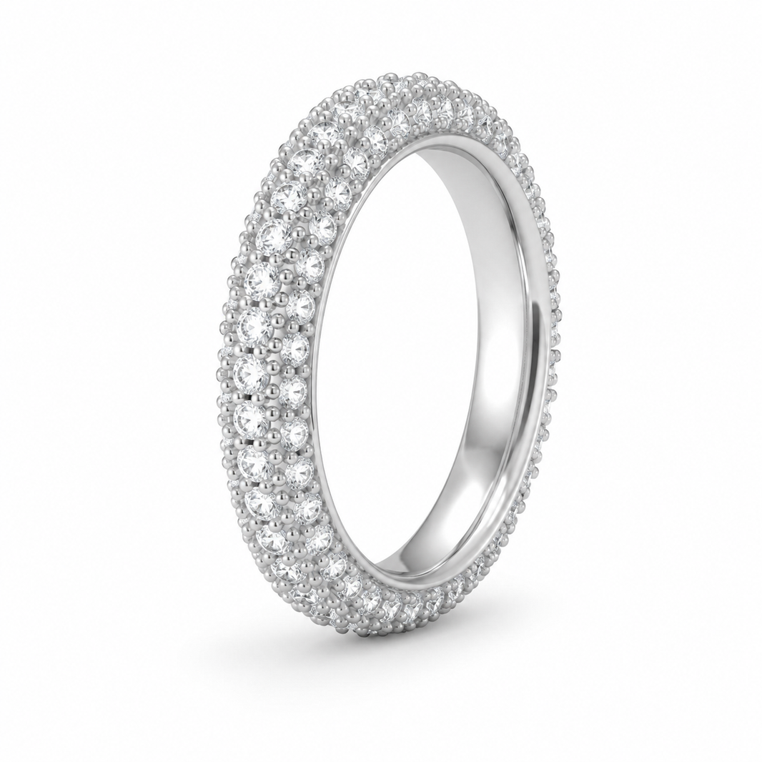 14K White Gold Band 1.12 ct Natural Diamond