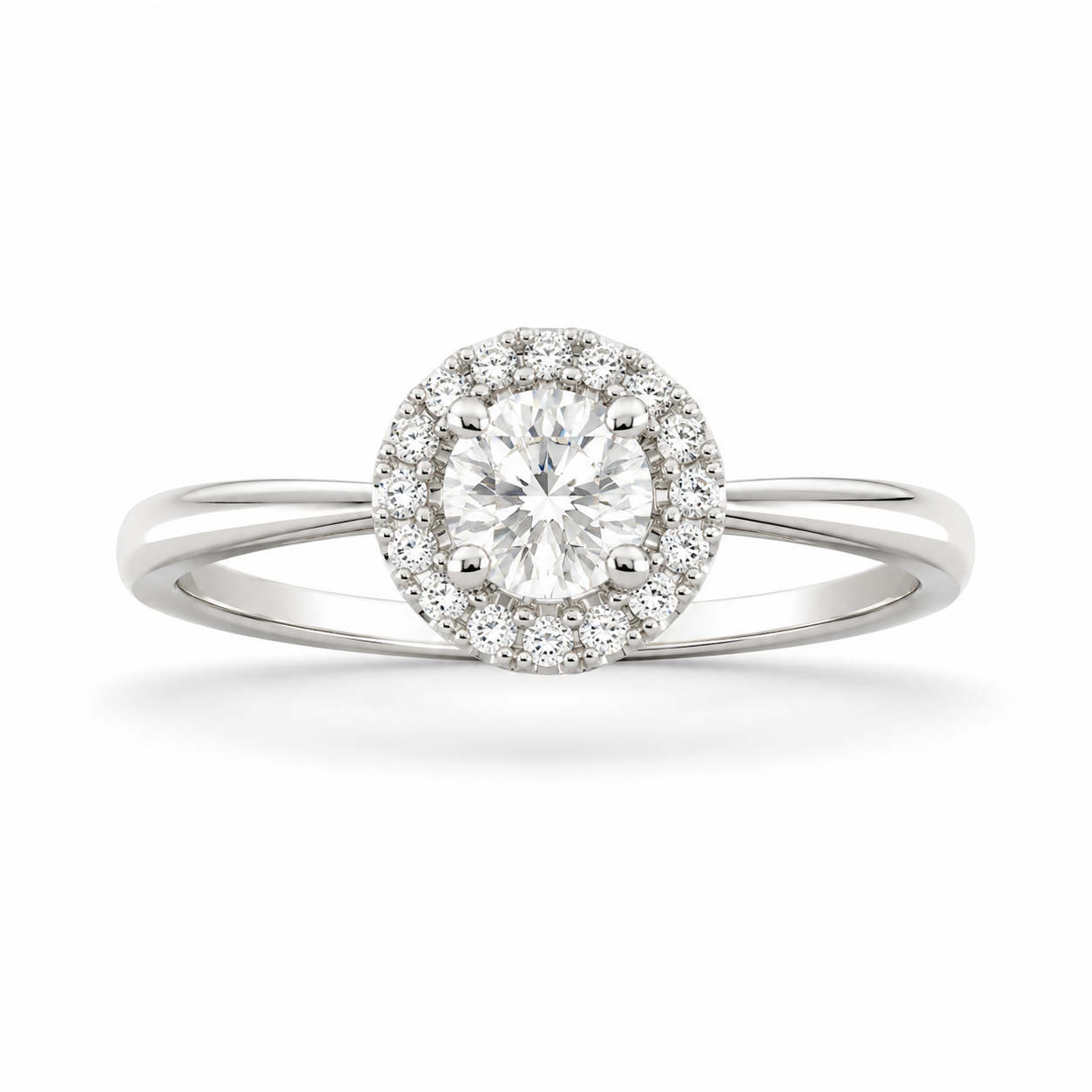 14K White Gold Women's Ring Round 0.45 ct Natural Diamond