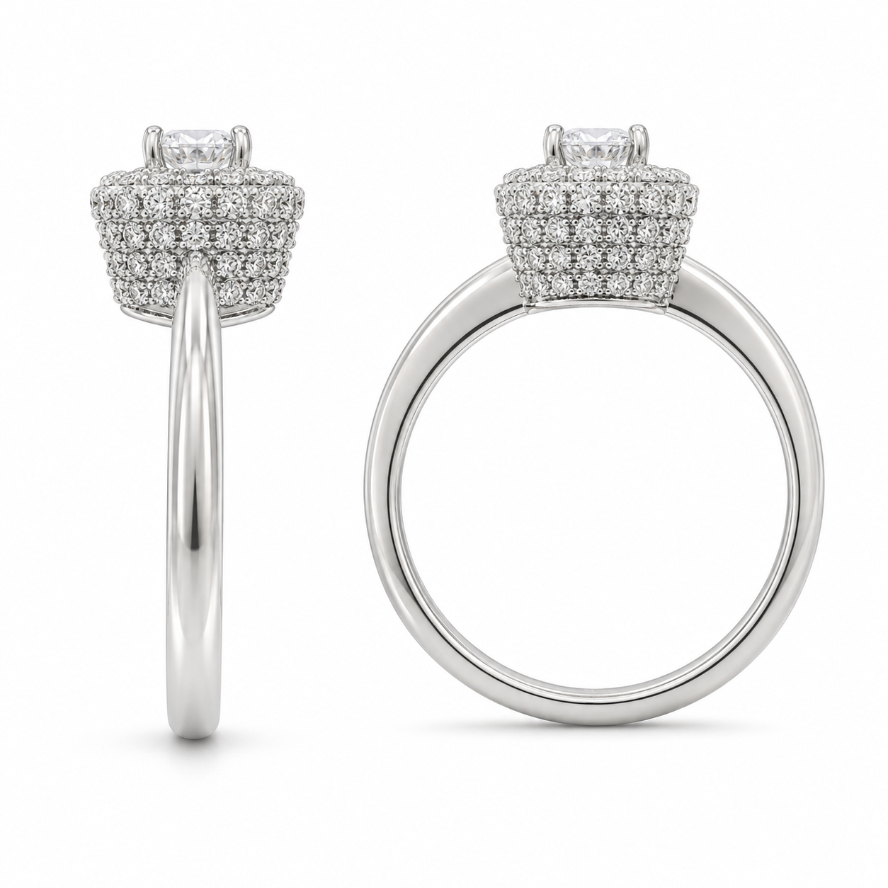 14K White Gold Women's Ring Round 0.45 ct Natural Diamond