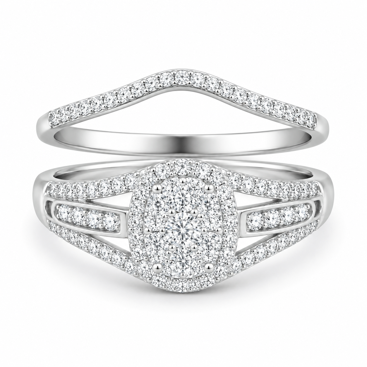 10K White Gold Women's Wedding Set 0.55 ct Natural Diamond