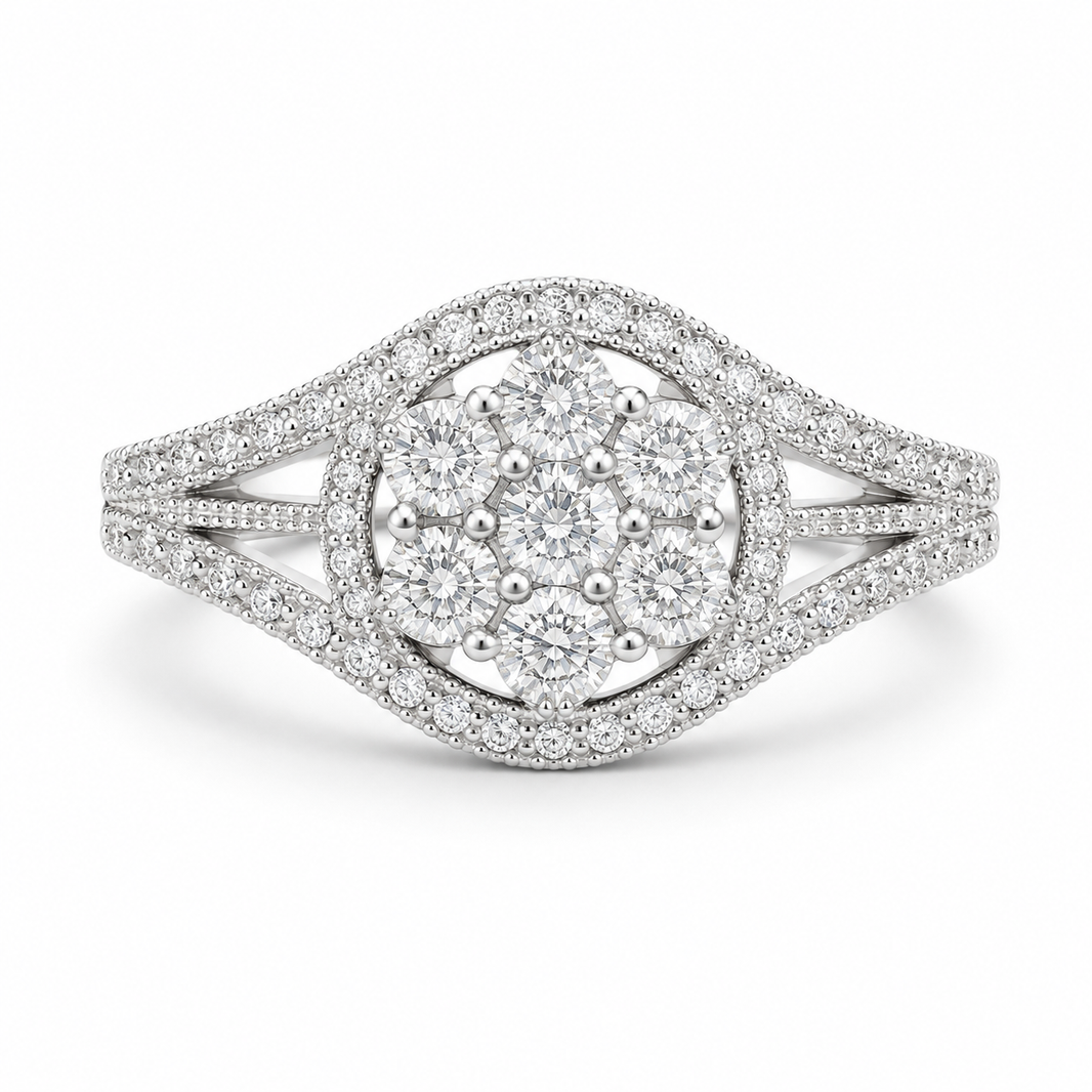 10K White Gold Women's Ring 0.25 ct Natural Diamond