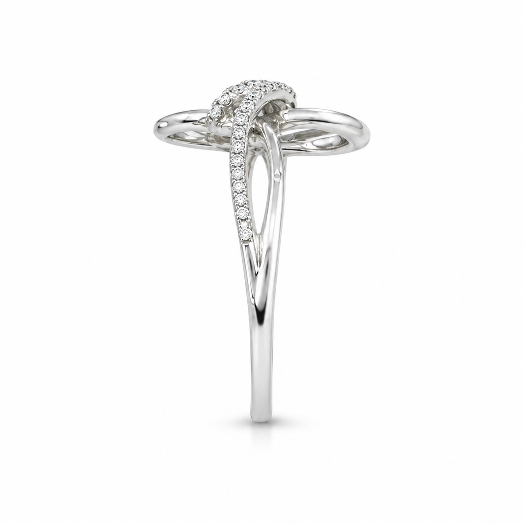 14K White Gold Women’s Infinity Ring 0.17 ct Natural Diamond