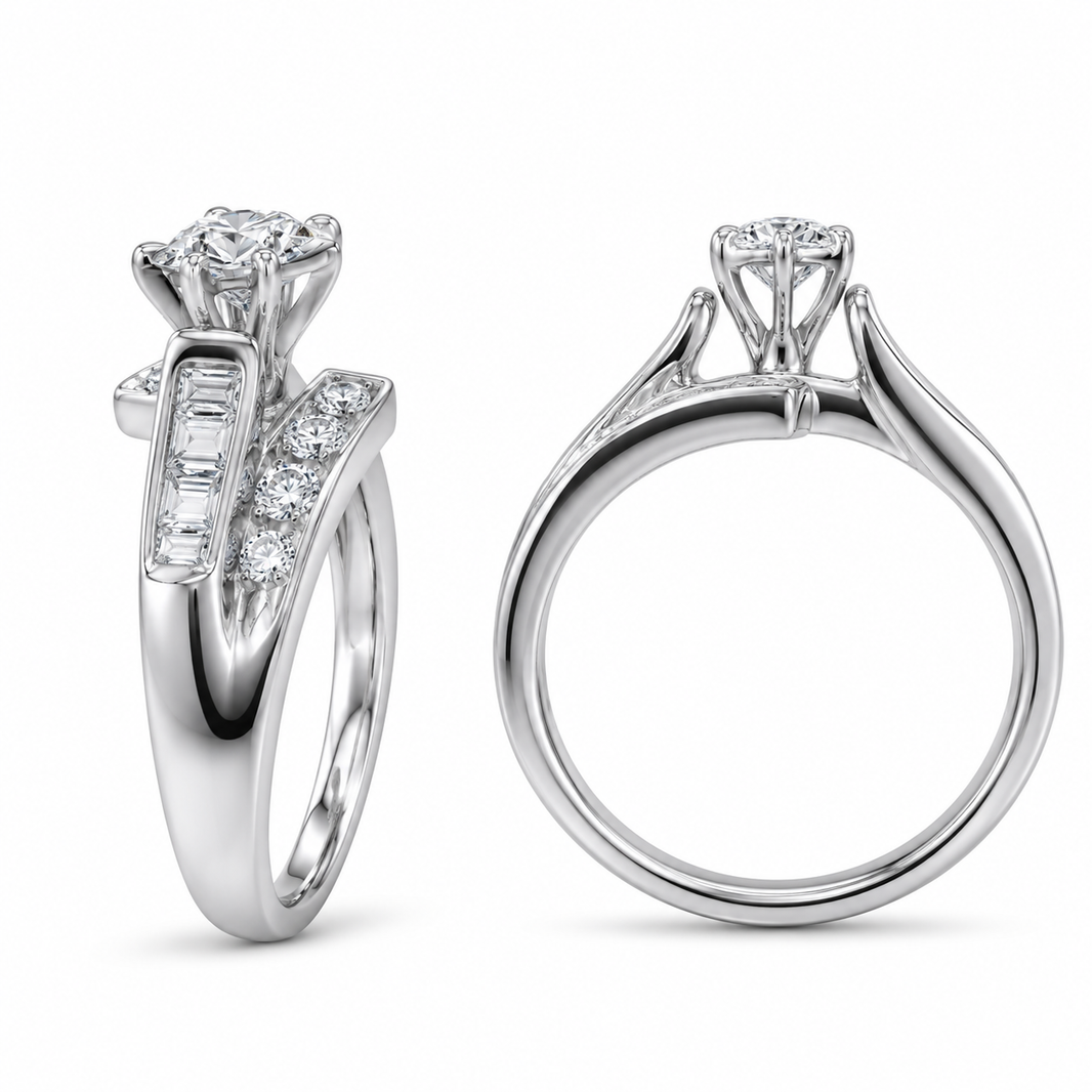 10K White Gold Women's Ring Marquise 0.25 ct Natural Diamond