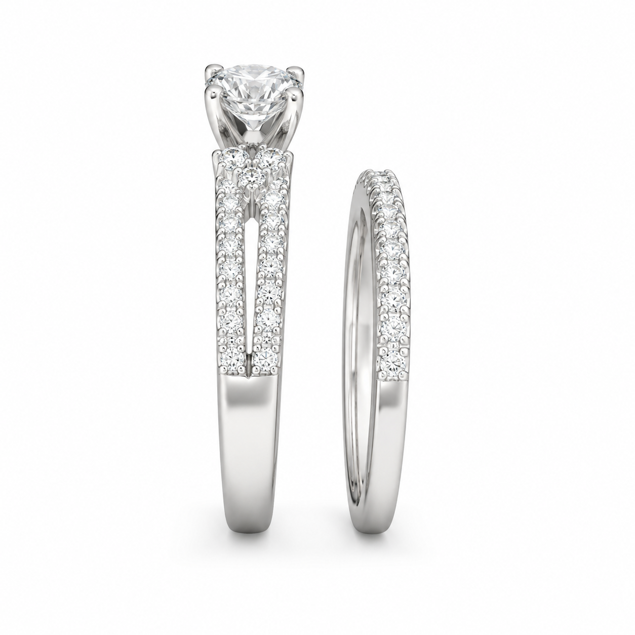 14K Yellow Gold Women's Wedding Set Round 0.50 ct Natural Diamond