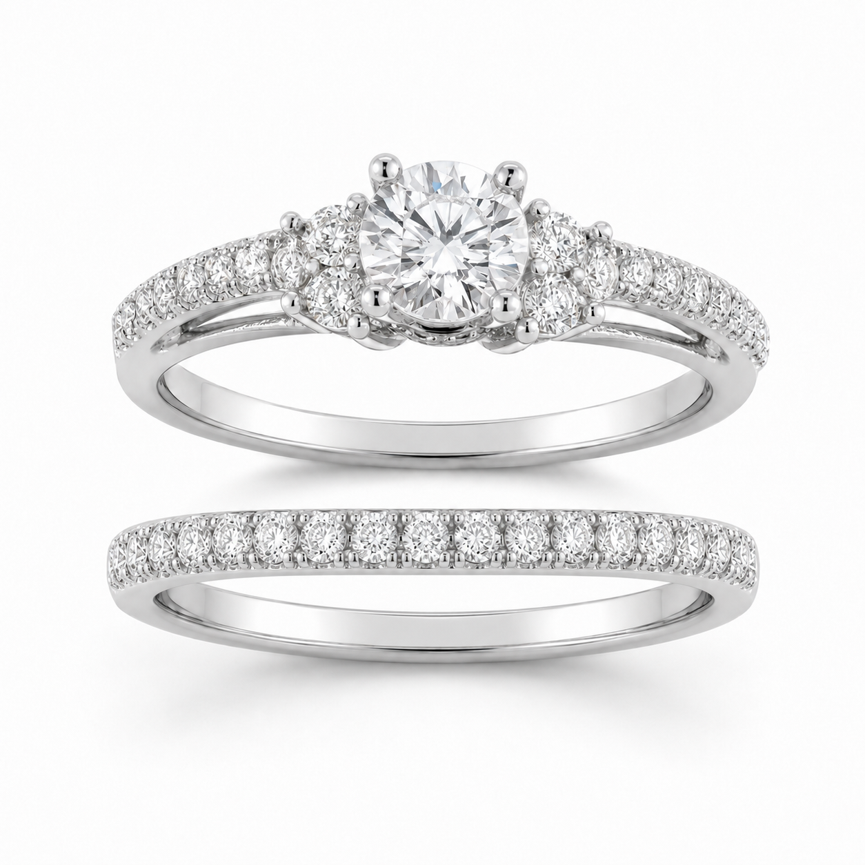 14K Yellow Gold Women's Wedding Set Round 0.50 ct Natural Diamond