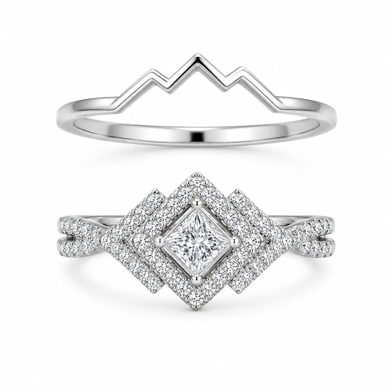 10K White Gold Women's Wedding Set 0.23 ct Natural Diamond