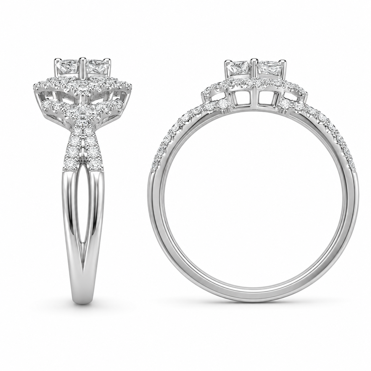 10K White Gold Women's Wedding Set 0.23 ct Natural Diamond