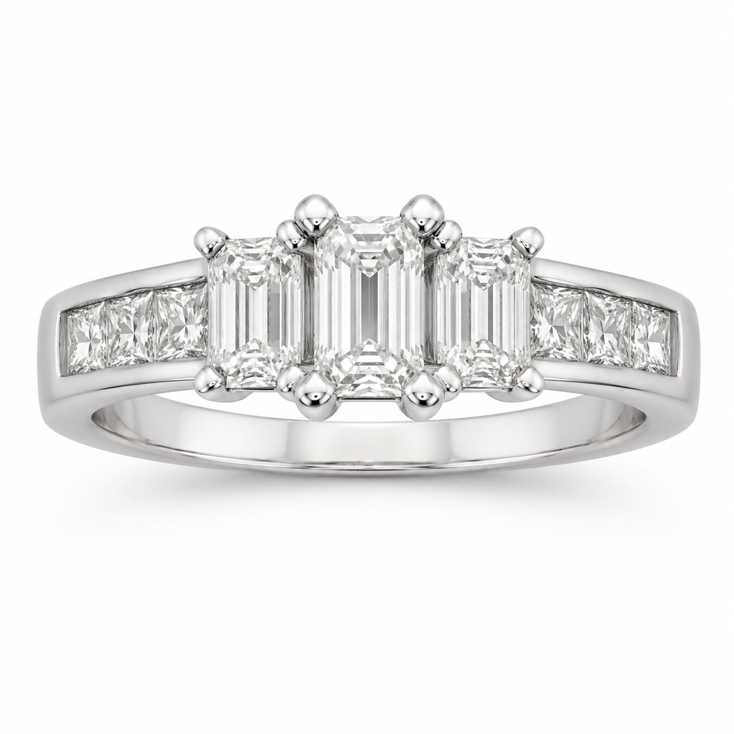 14K White Gold Women's Ring Baguette 1.00 ct Natural Diamond