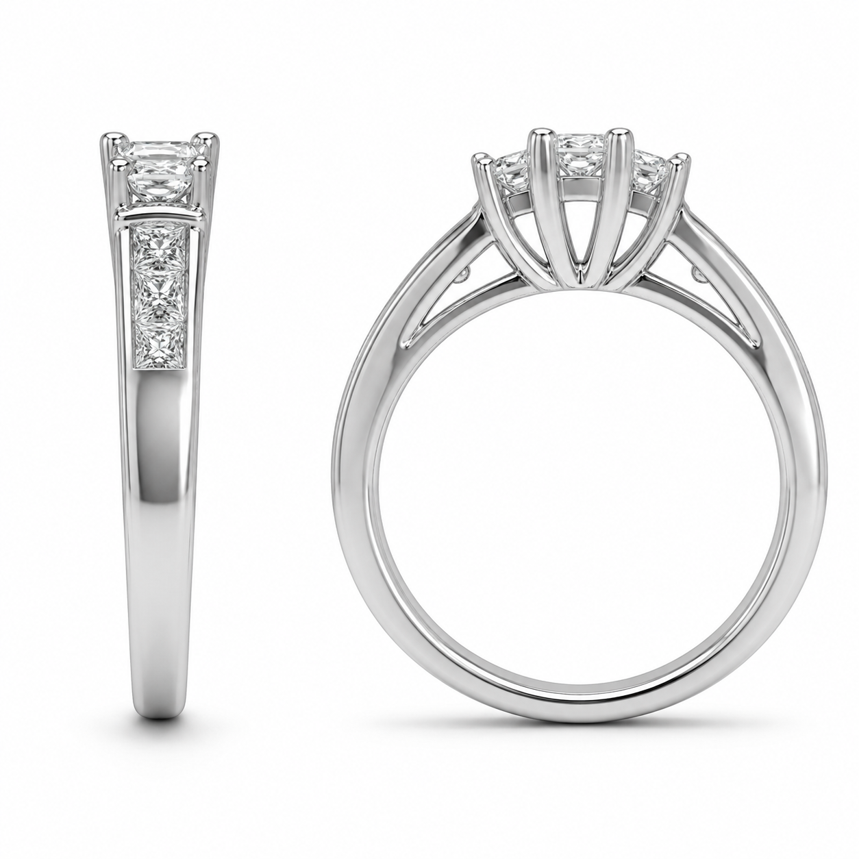 14K White Gold Women's Ring Baguette 1.00 ct Natural Diamond