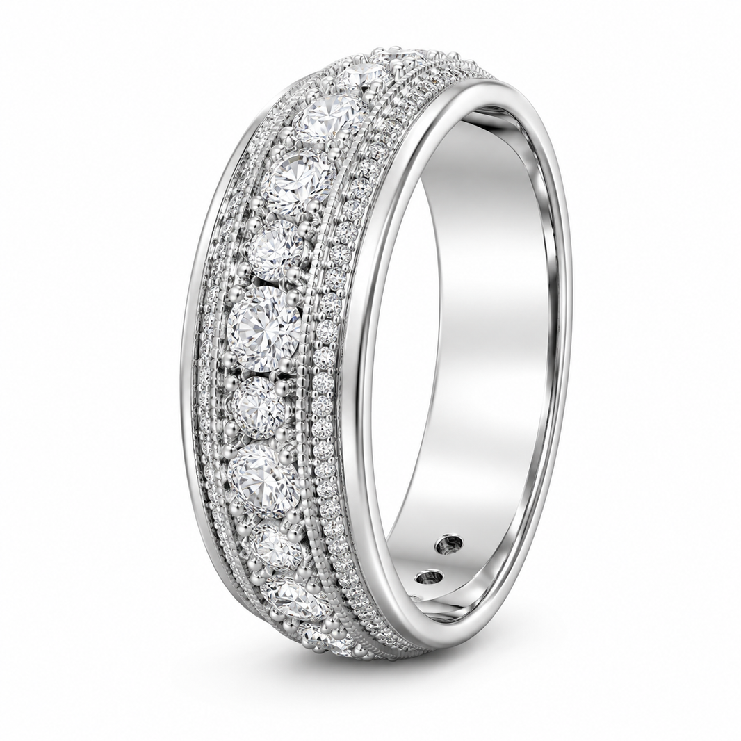 10K White Gold Band 0.50 ct Natural Diamond
