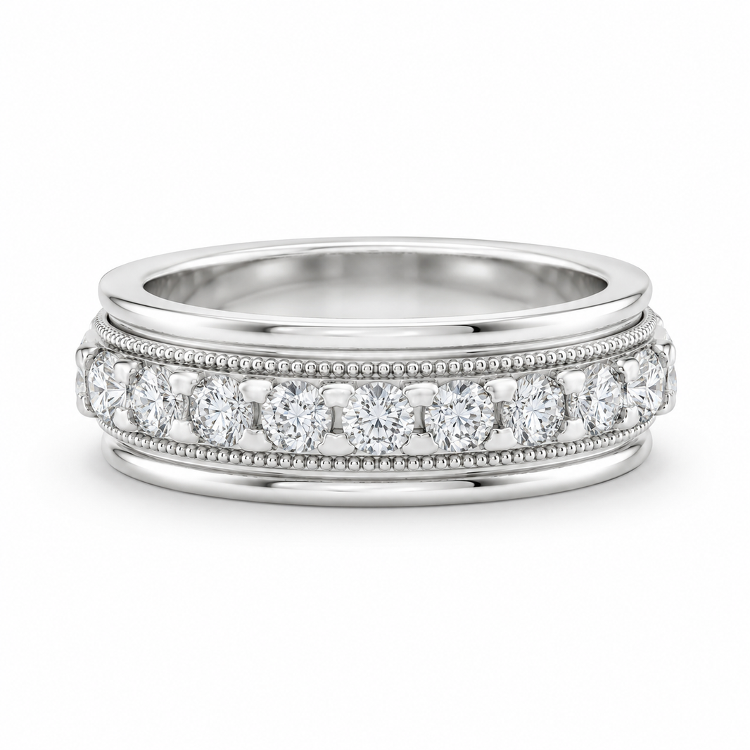 10K White Gold Band 0.50 ct Natural Diamond